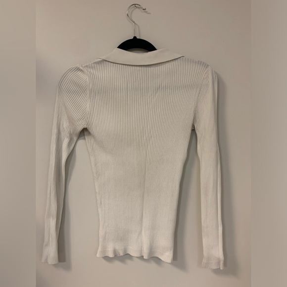 Babaton White Ribbed Button-Up Top - Picture 5 of 5